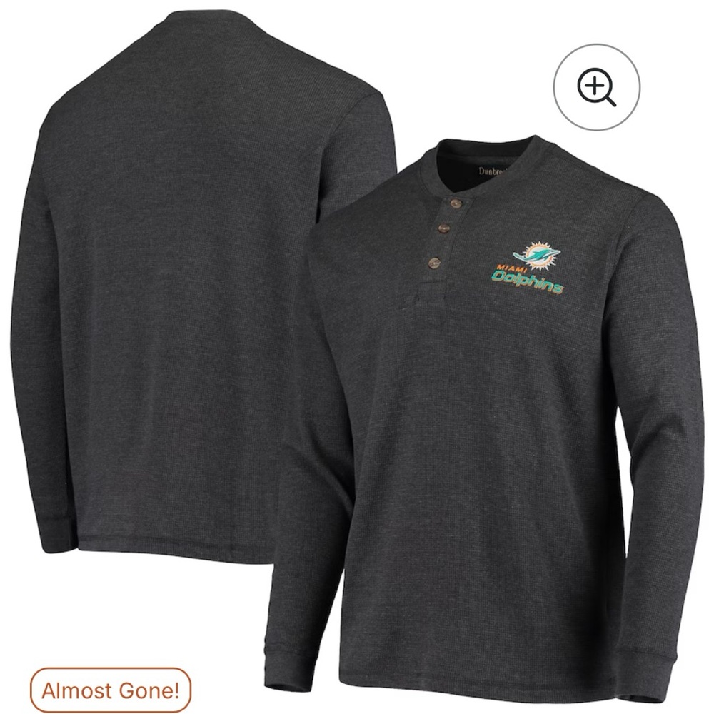 NWOT Dunbrooke Size L Miami Dolphins waffle long sleeve t-shirt navy blue